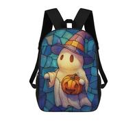 sinyumoney Sac À Dos Scolaire Imprimé En 3D Pour Enfants Halloween Ghost with Pumpkin And Hat Sacs À Livres, Sacs De Voyage Scolaires Grande Capacité Pour Enfants/étudiants/adultes 17inch