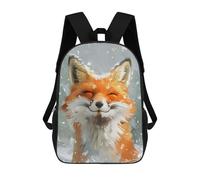 sinyumoney Sac À Dos Scolaire Imprimé En 3D Pour Enfants Happy Fox in The Snow Sacs À Livres, Sacs De Voyage Scolaires Grande Capacité Pour Enfants/étudiants/adultes 17inch