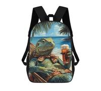 sinyumoney Sac À Dos Scolaire Imprimé En 3D Pour Enfants Iguana Beach Chill, Grande Capacité, Idéal Pour Les Voyages, Tendance Et Décontracté 17inch
