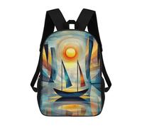 sinyumoney Sac À Dos Scolaire Imprimé En 3D Pour Enfants Impression Sunrise - Cubist Minimalist Masterpiece Inspired by Monet, Grande Capacité, Idéal Pour Les Voyages, Tendance Et Décontracté 17inch