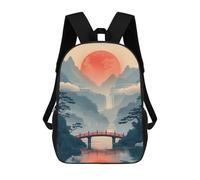 sinyumoney Sac À Dos Scolaire Imprimé En 3D Pour Enfants Japanese Mountain Landscape Sacs À Livres, Sacs De Voyage Scolaires Grande Capacité Pour Enfants/étudiants/adultes 17inch