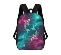 sinyumoney Sac À Dos Scolaire Imprimé En 3D Pour Enfants Koi Fish in Cosmic Pond, Grande Capacité, Idéal Pour Les Voyages, Tendance Et Décontracté 17inch