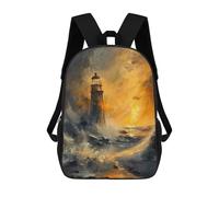 sinyumoney Sac À Dos Scolaire Imprimé En 3D Pour Enfants Lighthouse Storm Sunset Sac À Dos Scolaire Pour Enfants, Sac De Voyage, Sac À Livres Tendance, Grand Sac À Dos De Grande Capacité 17inch