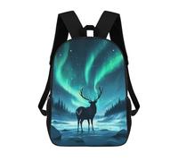 sinyumoney Sac À Dos Scolaire Imprimé En 3D Pour Enfants Majestic Deer Aurora, Grande Capacité, Idéal Pour Les Voyages, Tendance Et Décontracté 17inch