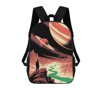 sinyumoney Sac À Dos Scolaire Imprimé En 3D Pour Enfants Man on Alien Planet with Planets, Grande Capacité, Idéal Pour Les Voyages, Tendance Et Décontracté 17inch