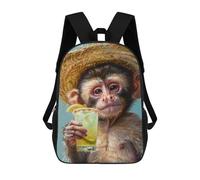 sinyumoney Sac À Dos Scolaire Imprimé En 3D Pour Enfants Monkey with A Margarita Cocktail Sacs À Livres, Sacs De Voyage Scolaires Grande Capacité Pour Enfants/étudiants/adultes 17inch