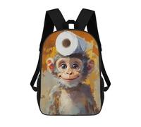 sinyumoney Sac À Dos Scolaire Imprimé En 3D Pour Enfants Monkey with Toilet Paper Hat Sacs À Livres, Sacs De Voyage Scolaires Grande Capacité Pour Enfants/étudiants/adultes 17inch