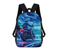 sinyumoney Sac À Dos Scolaire Imprimé En 3D Pour Enfants Motorcycle Ride in The Rain, Grande Capacité, Idéal Pour Les Voyages, Tendance Et Décontracté 17inch