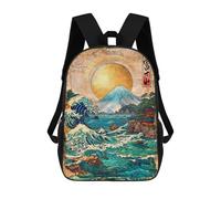 sinyumoney Sac À Dos Scolaire Imprimé En 3D Pour Enfants Mount Fuji And The Great Wave, Grande Capacité, Idéal Pour Les Voyages, Tendance Et Décontracté 17inch