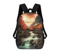 sinyumoney Sac À Dos Scolaire Imprimé En 3D Pour Enfants Mountain Stream Sunset, Sac À Dos De Voyage Haute Capacité Pour Enfants, Sac À Livres, Sac D'école 17inch
