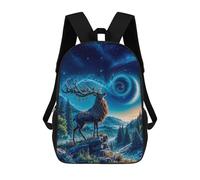 sinyumoney Sac À Dos Scolaire Imprimé En 3D Pour Enfants Mystical Deer Under Starry Sky Grande Capacité, Sac De Voyage, Sac À Dos Tendance Pour Enfants, Sac À Dos Décontracté 17inch