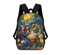 sinyumoney Sac À Dos Scolaire Imprimé En 3D Pour Enfants Nativity Scene Stained Gla, Sac À Dos De Voyage Haute Capacité Pour Enfants, Sac À Livres, Sac D'école 17inch