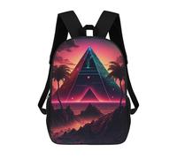 sinyumoney Sac À Dos Scolaire Imprimé En 3D Pour Enfants Neon Pyramid Sunset, Grande Capacité, Idéal Pour Les Voyages, Tendance Et Décontracté 17inch