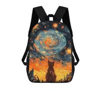 sinyumoney Sac À Dos Scolaire Imprimé En 3D Pour Enfants Orange Cat Starry Night Sacs À Livres, Sacs De Voyage Scolaires Grande Capacité Pour Enfants/étudiants/adultes 17inch