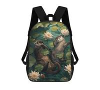 sinyumoney Sac À Dos Scolaire Imprimé En 3D Pour Enfants Otter Relaxing in Lily Pads, Grande Capacité, Idéal Pour Les Voyages, Tendance Et Décontracté 17inch