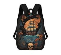 sinyumoney Sac À Dos Scolaire Imprimé En 3D Pour Enfants Pirate Ship, Grande Capacité, Idéal Pour Les Voyages, Tendance Et Décontracté 17inch