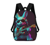 sinyumoney Sac À Dos Scolaire Imprimé En 3D Pour Enfants Rabbit Rock Star with Guitar Sac À Dos Scolaire Pour Enfants, Sac De Voyage, Sac À Livres Tendance, Grand Sac À Dos De Grande Capacité 17inch