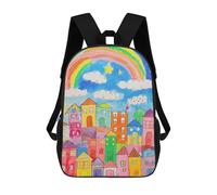 sinyumoney Sac À Dos Scolaire Imprimé En 3D Pour Enfants Rainbow City Kid Drawing Sacs À Livres, Sacs De Voyage Scolaires Grande Capacité Pour Enfants/étudiants/adultes 17inch