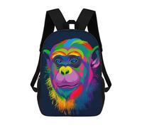 sinyumoney Sac À Dos Scolaire Imprimé En 3D Pour Enfants Rainbow Monkey Portrait, Grande Capacité, Idéal Pour Les Voyages, Tendance Et Décontracté 17inch