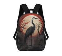 sinyumoney Sac À Dos Scolaire Imprimé En 3D Pour Enfants Red Moon And Black Stork Sacs À Livres, Sacs De Voyage Scolaires Grande Capacité Pour Enfants/étudiants/adultes 17inch