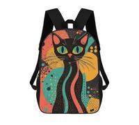 sinyumoney Sac À Dos Scolaire Imprimé En 3D Pour Enfants Retro Cat Art Print Vibrant Black Cat Bold Abstract Pop Art Print, Grande Capacité, Idéal Pour Les Voyages, Tendance Et Décontracté 17inch