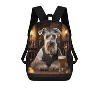 sinyumoney Sac À Dos Scolaire Imprimé En 3D Pour Enfants Schnauzer Dog in The Pub, Grande Capacité, Idéal Pour Les Voyages, Tendance Et Décontracté 17inch