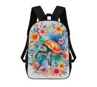 sinyumoney Sac À Dos Scolaire Imprimé En 3D Pour Enfants Sea Turtle Watercolor, Grande Capacité, Idéal Pour Les Voyages, Tendance Et Décontracté 17inch
