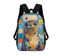 sinyumoney Sac À Dos Scolaire Imprimé En 3D Pour Enfants Seal with Toilet Paper Hat, Grande Capacité, Idéal Pour Les Voyages, Tendance Et Décontracté 17inch