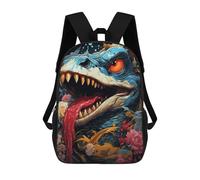 sinyumoney Sac À Dos Scolaire Imprimé En 3D Pour Enfants Serious Dinosaur with Flowers, Sac À Dos De Voyage Haute Capacité Pour Enfants, Sac À Livres, Sac D'école 17inch