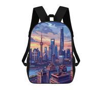 sinyumoney Sac À Dos Scolaire Imprimé En 3D Pour Enfants Shanghai Skyline Sac À Dos Scolaire Pour Enfants, Sac De Voyage, Sac À Livres Tendance, Grand Sac À Dos De Grande Capacité 17inch