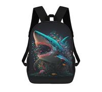 sinyumoney Sac À Dos Scolaire Imprimé En 3D Pour Enfants Shark with Colorful Fish, Grande Capacité, Idéal Pour Les Voyages, Tendance Et Décontracté 17inch