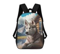 sinyumoney Sac À Dos Scolaire Imprimé En 3D Pour Enfants Siberian Husky Cabin Scene Sac À Dos Scolaire Pour Enfants, Sac De Voyage, Sac À Livres Tendance, Grand Sac À Dos De Grande Capacité 17inch