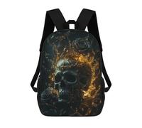 sinyumoney Sac À Dos Scolaire Imprimé En 3D Pour Enfants Skull with Black And Gold, Grande Capacité, Idéal Pour Les Voyages, Tendance Et Décontracté 17inch