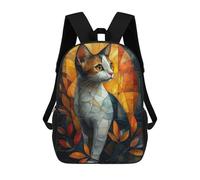 sinyumoney Sac À Dos Scolaire Imprimé En 3D Pour Enfants Stained Glass Cat with Autumn Glow Sacs À Livres, Sacs De Voyage Scolaires Grande Capacité Pour Enfants/étudiants/adultes 17inch