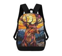 sinyumoney Sac À Dos Scolaire Imprimé En 3D Pour Enfants Stained Glass Deer Sac À Dos Scolaire Pour Enfants, Sac De Voyage, Sac À Livres Tendance, Grand Sac À Dos De Grande Capacité 17inch