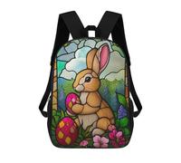 sinyumoney Sac À Dos Scolaire Imprimé En 3D Pour Enfants Stained Glass Easter Bunny Sac À Dos Scolaire Pour Enfants, Sac De Voyage, Sac À Livres Tendance, Grand Sac À Dos De Grande Capacité 17inch