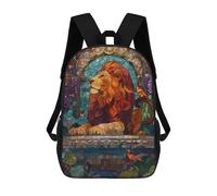 sinyumoney Sac À Dos Scolaire Imprimé En 3D Pour Enfants Stained Glass Lion with Birds Sac À Dos Scolaire Pour Enfants, Sac De Voyage, Sac À Livres Tendance, Grand Sac À Dos De Grande Capacité 17inch
