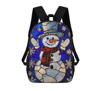 sinyumoney Sac À Dos Scolaire Imprimé En 3D Pour Enfants Stained Glass Snowman Sac À Dos Scolaire Pour Enfants, Sac De Voyage, Sac À Livres Tendance, Grand Sac À Dos De Grande Capacité 17inch