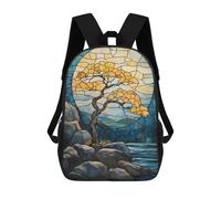 sinyumoney Sac À Dos Scolaire Imprimé En 3D Pour Enfants Stained Glass Tree & Moon Sac À Dos Scolaire Pour Enfants, Sac De Voyage, Sac À Livres Tendance, Grand Sac À Dos De Grande Capacité 17inch