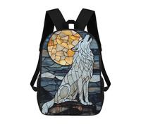sinyumoney Sac À Dos Scolaire Imprimé En 3D Pour Enfants Stained Glass Wolf Howling, Grande Capacité, Idéal Pour Les Voyages, Tendance Et Décontracté 17inch
