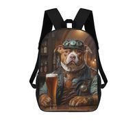 sinyumoney Sac À Dos Scolaire Imprimé En 3D Pour Enfants Steampunk Beer Pitbull 1, Grande Capacité, Idéal Pour Les Voyages, Tendance Et Décontracté 17inch