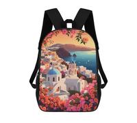 sinyumoney Sac À Dos Scolaire Imprimé En 3D Pour Enfants Sunset in Santorini Grande Capacité, Sac De Voyage, Sac À Dos Tendance Pour Enfants, Sac À Dos Décontracté 17inch