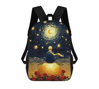 sinyumoney Sac À Dos Scolaire Imprimé En 3D Pour Enfants The Little Prince on The Moon Sac À Dos Scolaire Pour Enfants, Sac De Voyage, Sac À Livres Tendance, Grand Sac À Dos De Grande Capacité 17inch