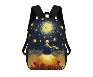 sinyumoney Sac À Dos Scolaire Imprimé En 3D Pour Enfants The Little Prince on The Moon Sac À Dos Scolaire Pour Enfants, Sac De Voyage, Sac À Livres Tendance, Grand Sac À Dos De Grande Capacité 17inch