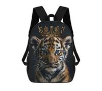 sinyumoney Sac À Dos Scolaire Imprimé En 3D Pour Enfants Tiger Animal Cute King, Grande Capacité, Idéal Pour Les Voyages, Tendance Et Décontracté 17inch
