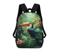 sinyumoney Sac À Dos Scolaire Imprimé En 3D Pour Enfants Toucan in Lush Tropical Foliage, Grande Capacité, Idéal Pour Les Voyages, Tendance Et Décontracté 17inch