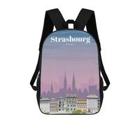 sinyumoney Sac À Dos Scolaire Imprimé En 3D Pour Enfants Travel to Strasbourg, Grande Capacité, Idéal Pour Les Voyages, Tendance Et Décontracté 17inch