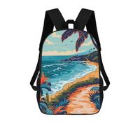 sinyumoney Sac À Dos Scolaire Imprimé En 3D Pour Enfants Tropical Beach Path, Grande Capacité, Idéal Pour Les Voyages, Tendance Et Décontracté 17inch