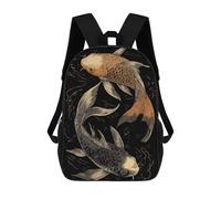 sinyumoney Sac À Dos Scolaire Imprimé En 3D Pour Enfants Two Koi Fish Yin Yang, Grande Capacité, Idéal Pour Les Voyages, Tendance Et Décontracté 17inch