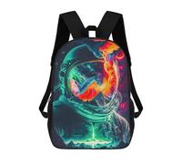 sinyumoney Sac À Dos Scolaire Imprimé En 3D Pour Enfants Vibrant Astronaut Helmet Artwork, Sac À Dos De Voyage Haute Capacité Pour Enfants, Sac À Livres, Sac D'école 17inch